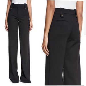 Worn Once Derek Lam Black Button Tab Wide Leg Trouser Pants Size 2